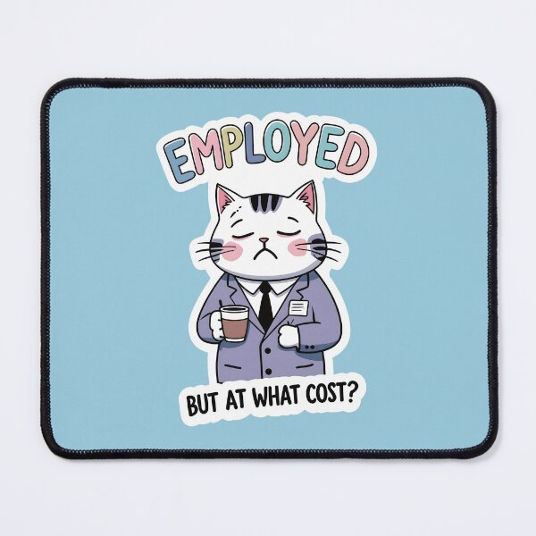 Item preview, Employed But At What Cost? Funny Office Cat designed and sold by thecatcouch.