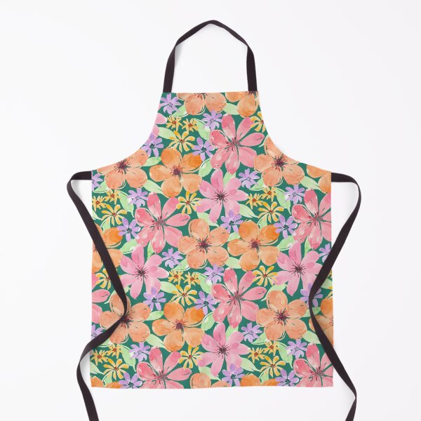 Item preview, Tropical flowers on emerald green background designed and sold by Blooming June Design.