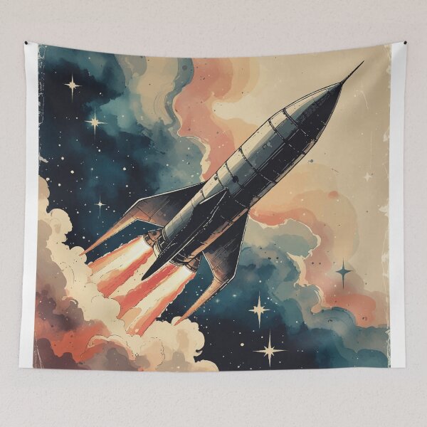 Item preview, Retro Space Rocket Launch – Vintage Cosmic Adventure designed and sold by Moss and Moon Studio.