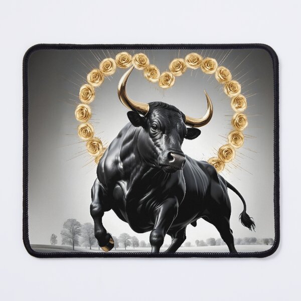 Item preview, Majestic Black Bull with Golden Roses – Valentine's Day Design by LaLi Designs designed and sold by LaLi-Designs.