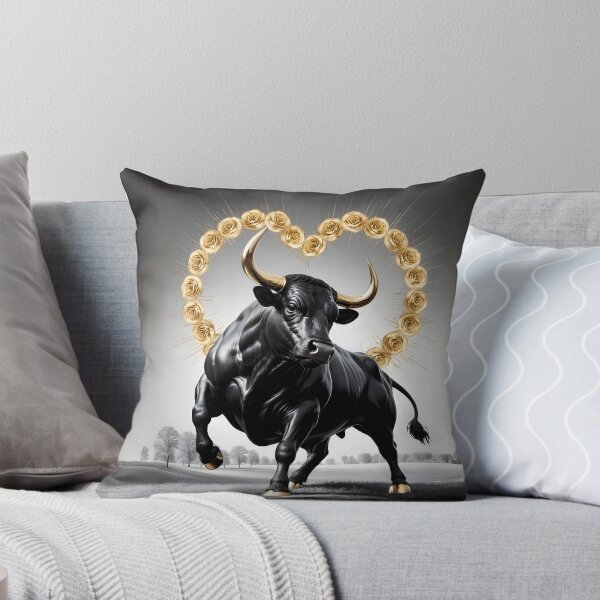 Item preview, Majestic Black Bull with Golden Roses – Valentine's Day Design by LaLi Designs designed and sold by LaLi-Designs.