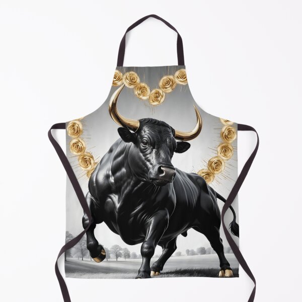 Item preview, Majestic Black Bull with Golden Roses – Valentine's Day Design by LaLi Designs designed and sold by LaLi-Designs.