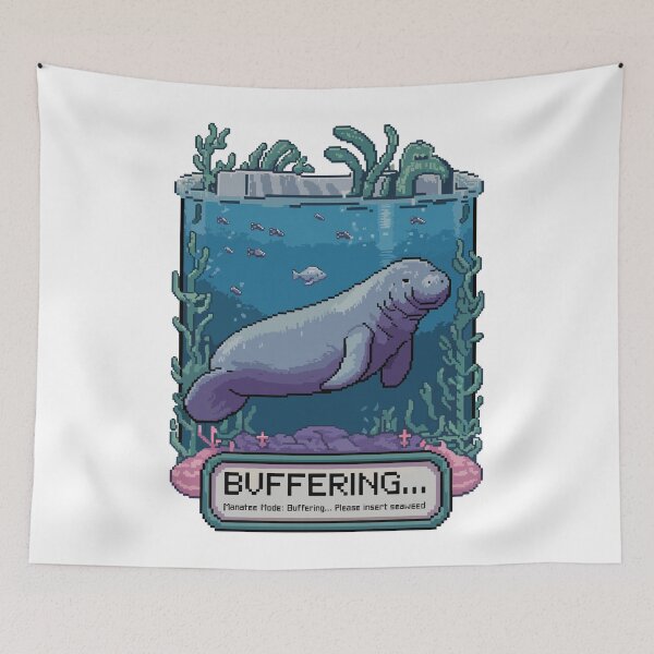 Item preview, Buffering Manatee Mode – Cute Pixel Ocean Animal designed and sold by NaturePixel.