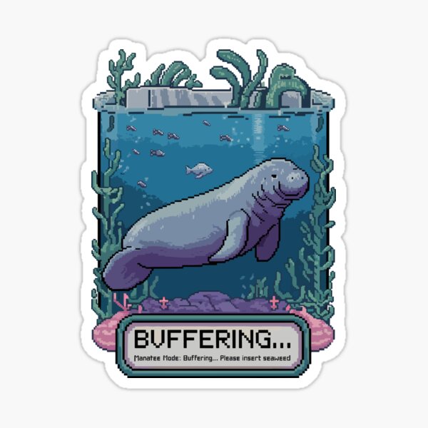Item preview, Buffering Manatee Mode – Cute Pixel Ocean Animal designed and sold by NaturePixel.