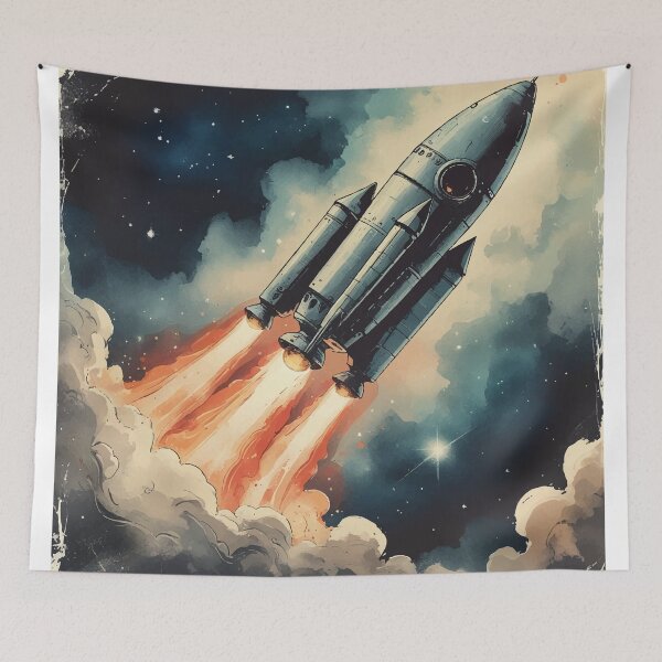 Item preview, Retro Space Rocket Launch – Vintage Cosmic Adventure designed and sold by Moss and Moon Studio.