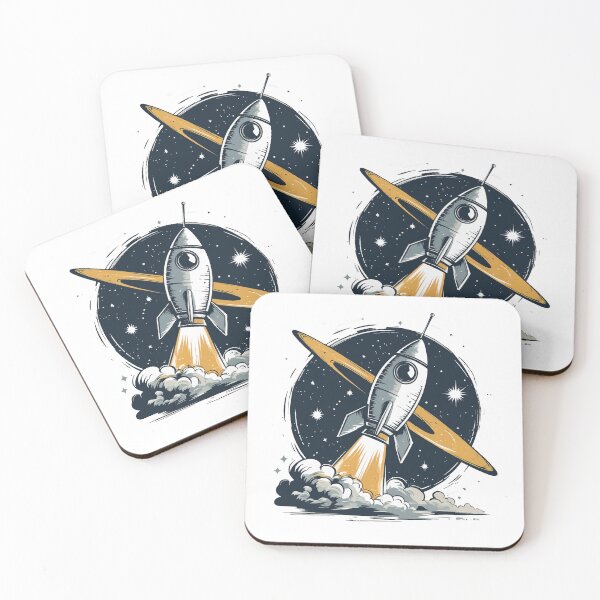 Item preview, Galactic Explorer – Retro Rocket with Saturn Rings designed and sold by Moss and Moon Studio.