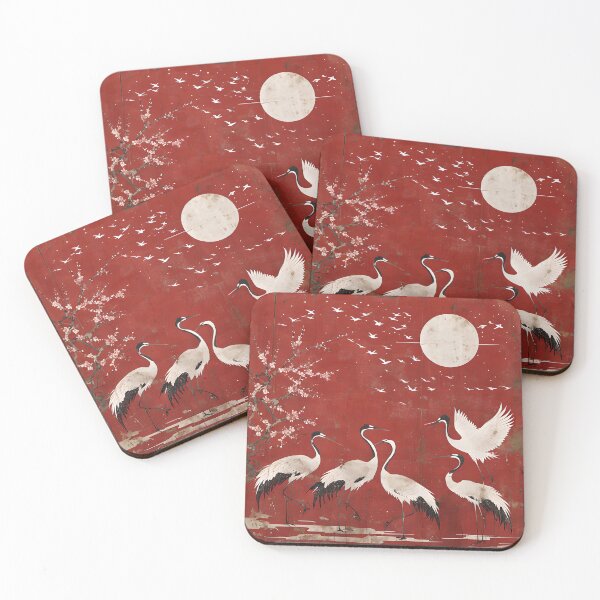 Item preview, Japanese Art – Oriental White Stork of Happiness & Longevity designed and sold by NiobesSkein.