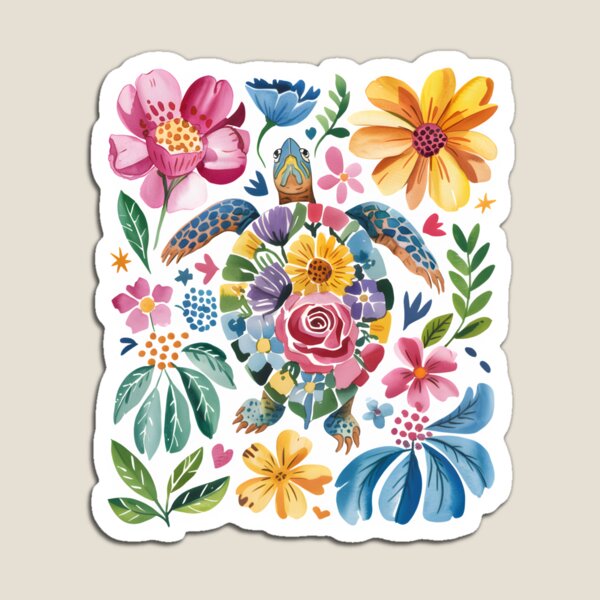 Item preview, Floral Turtle Watercolor Illustration designed and sold by Snifferius.
