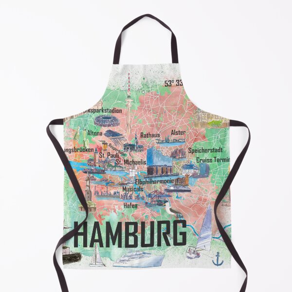 Item preview, Hamburg Germany Illustrated Travel Map with Tourist Highlights designed and sold by artshop77.