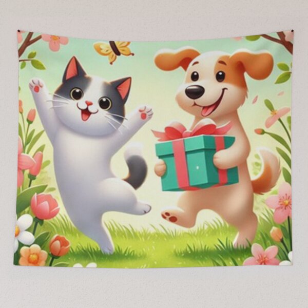 Item preview, Garden Festivities with Dog and Cat designed and sold by annenambiro.