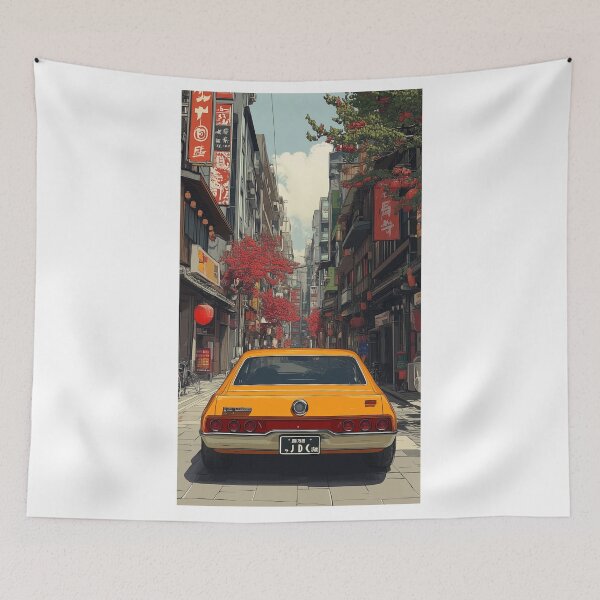 Item preview, Japanese Street Scene with Vintage Car designed and sold by TOOKTIKshop.