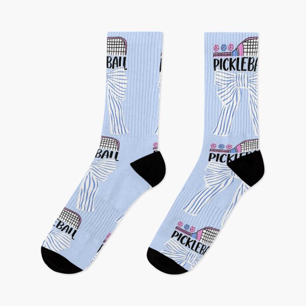 Item preview, Cute Pickleball with Bow Blue Stripes designed and sold by BeebooDesign.