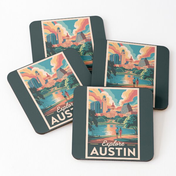 Item preview, Austin Texas Skyline Travel Art Vintage designed and sold by KrisSidDesigns.