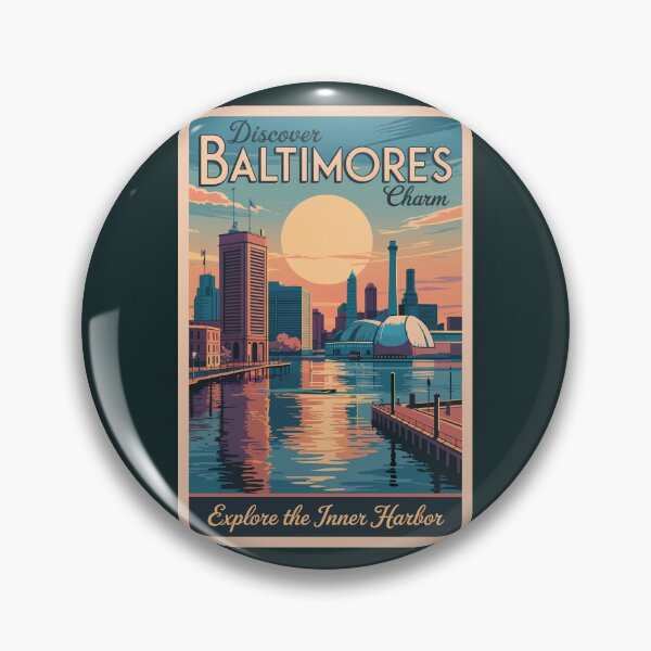 Item preview, Baltimore Maryland Skyline Travel Art Vintage designed and sold by KrisSidDesigns.