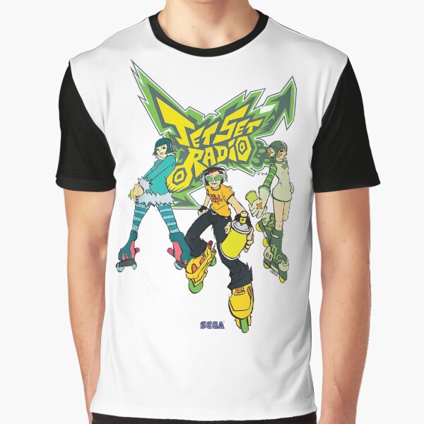 Vista previa del artículo con la obra «Camiseta Jet Set Radio Crew Mew Beat & Gum Street Art Style», diseñado y vendido por BancaJone.