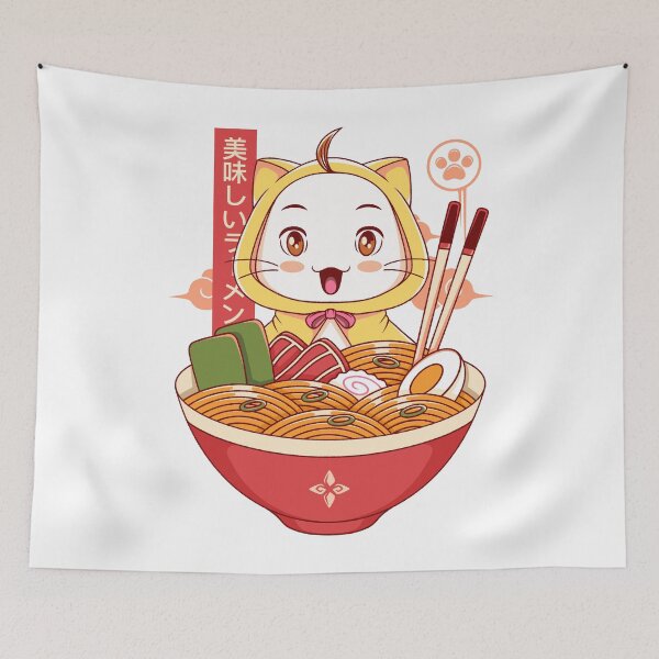 Item preview, Cute White Cat Ramen designed and sold by AlundrART.