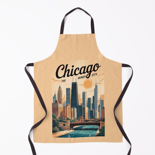 Item preview, Chicago Illinois Skyline Travel Art Vintage designed and sold by KrisSidDesigns.