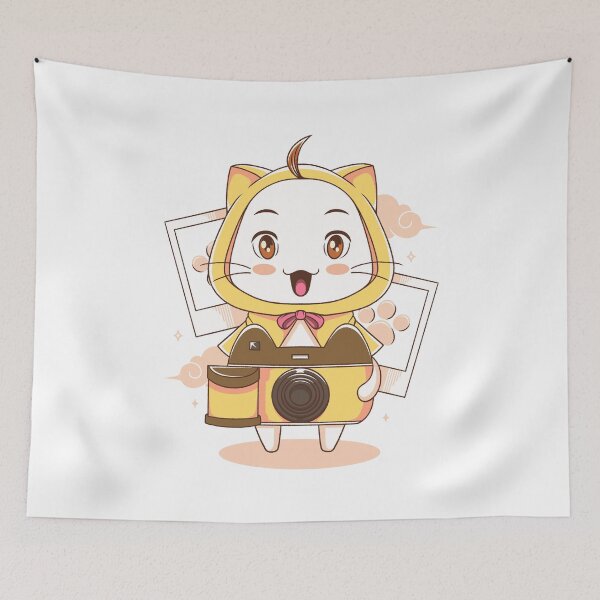 Item preview, White Cat with a Camera designed and sold by AlundrART.