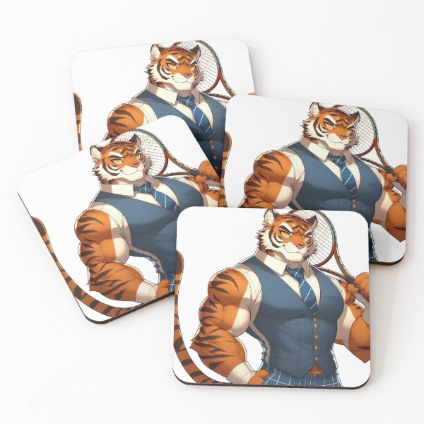 Item preview, Smart Tiger with tennis racket designed and sold by Lam168.