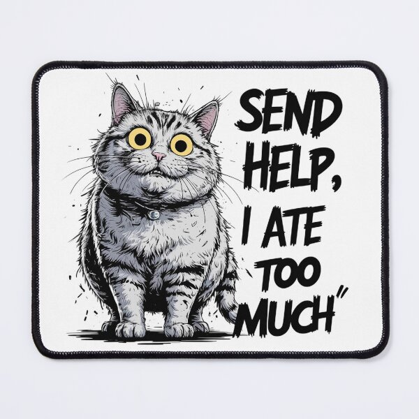 Item preview, Send Help, I Ate Too Much – Funny Chubby Cat Design designed and sold by DigitalColorInk.