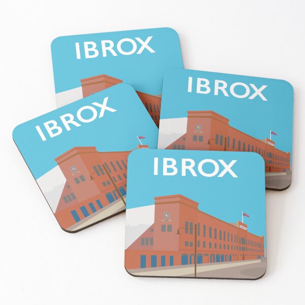 Item preview, Ibrox retro travel poster square designed and sold by Tikicatdesign.