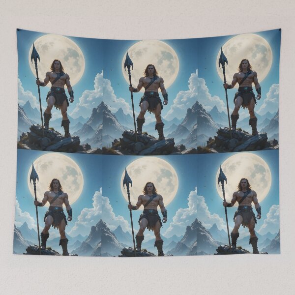 Item preview, Conan Warrior Moon Battles Fantasy Colorful Ink designed and sold by ART ATTACK ZONE.