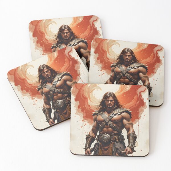 Item preview, Conan Fire Battles Fantasy Black White Ink designed and sold by ART ATTACK ZONE.