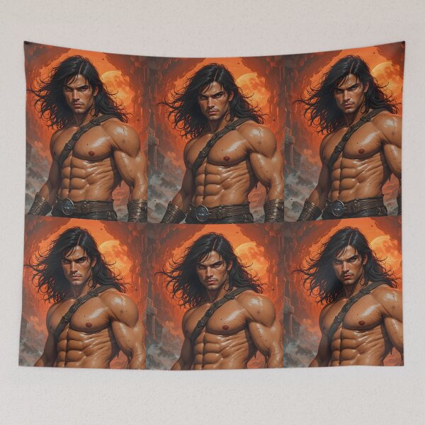 Item preview, Moon Fire Conan Warrior Colorful Art Design designed and sold by ART ATTACK ZONE.