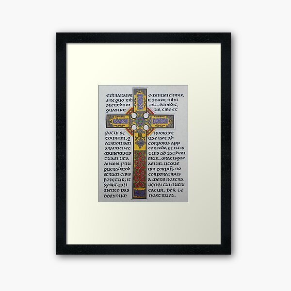 Item preview, Celtic inspired cross with latin manuscript designed and sold by SandLDesign.