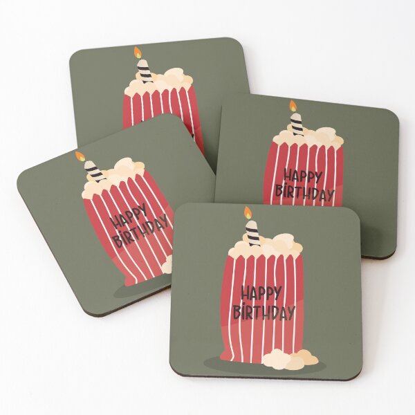 Item preview, Flat Design Happy Birthday Illustration with Popcorn and Candle designed and sold by AlginaPugachova.