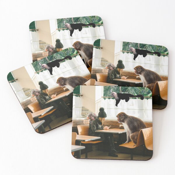 Item preview, Quirky Diner Scene Art Print - “Eek, A Message” Monkeys and Cellphone designed and sold by GollyWillikers.