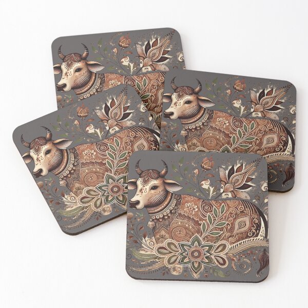Item preview, Majestic Kalamkari Kamdhenu Cow designed and sold by Dream Bloom Gallery.