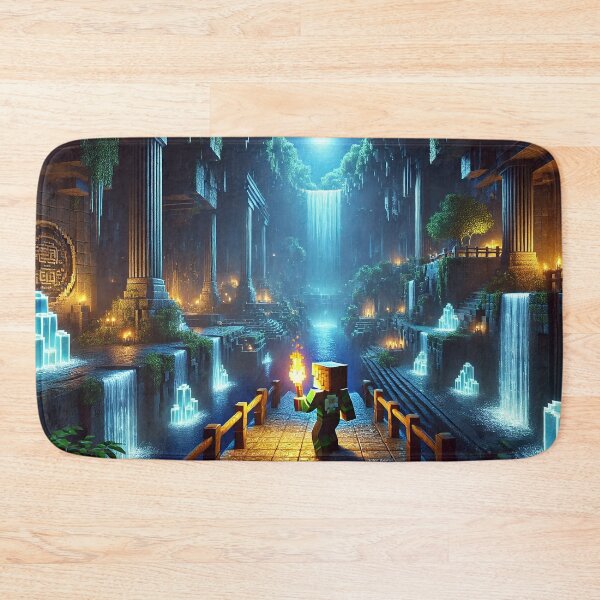 Item preview, Voxel Temple Cave Scene – Glowing Waterfall Dungeon Adventure Pixel Art Design designed and sold by pixelpopplanet.