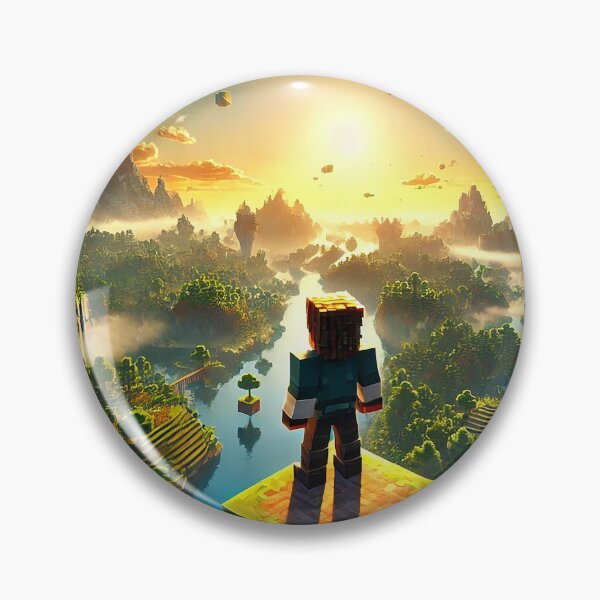 Item preview, Voxel Sunrise Explorer Scene – Pixel Adventure Landscape with Floating Blocks designed and sold by pixelpopplanet.