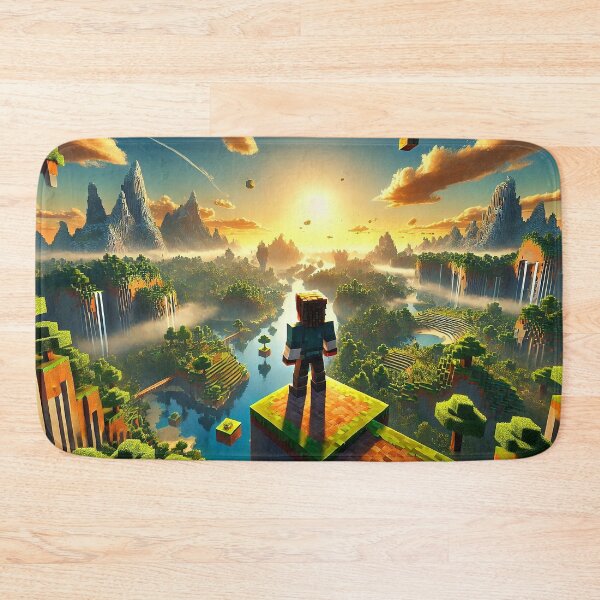 Item preview, Voxel Sunrise Explorer Scene – Pixel Adventure Landscape with Floating Blocks designed and sold by pixelpopplanet.