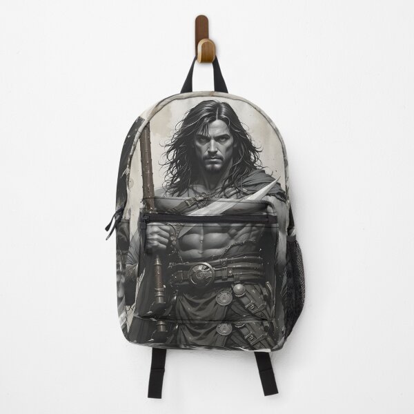 Item preview, Powerful Conan Warrior Battles Fantasy Black White Ink designed and sold by ART ATTACK ZONE.