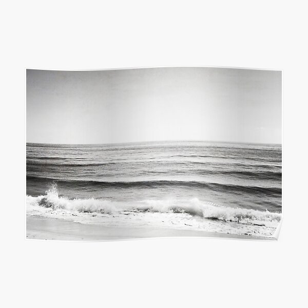 Black and White Ocean Beach Seascape Poster