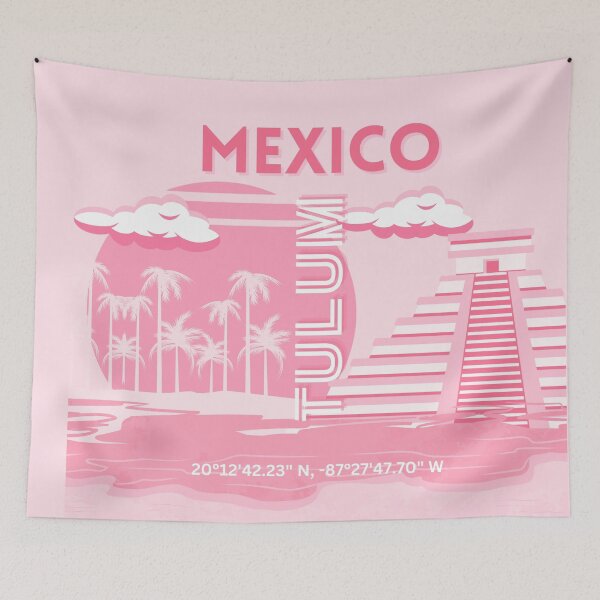 Item preview, Tulum, Mexico, Travel Art, Pink Art designed and sold by Magic Love Art Print.