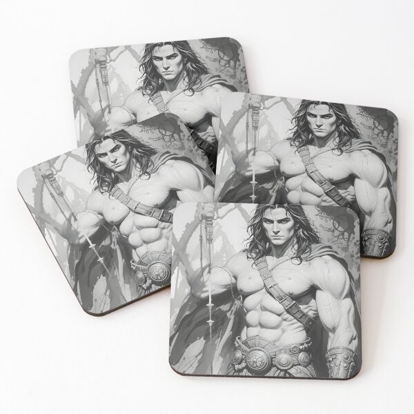 Item preview, Conan Warrior Ghost Battles Fantasy Black White Ink designed and sold by ART ATTACK ZONE.