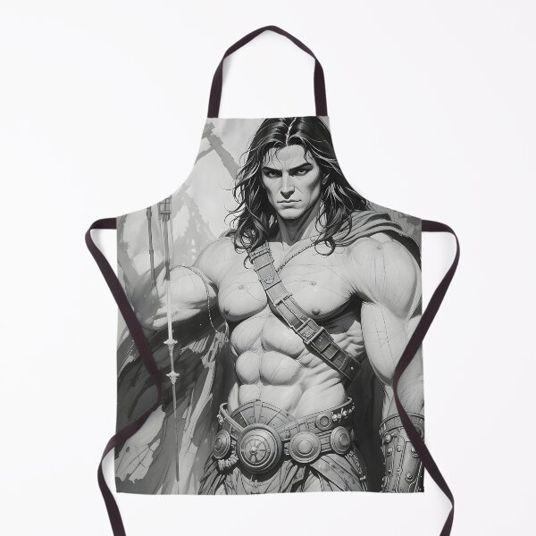 Item preview, Conan Warrior Ghost Battles Fantasy Black White Ink designed and sold by ART ATTACK ZONE.