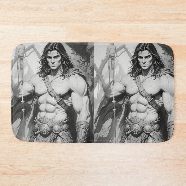 Item preview, Conan Warrior Ghost Battles Fantasy Black White Ink designed and sold by ART ATTACK ZONE.