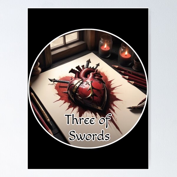 Item preview, Minor Arcana Tarot Cards - Graphic Art Three of Swords designed and sold by Pixel Waite.