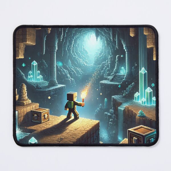 Item preview, Voxel Crystal Cave Explorer Scene – Pixel Art Dungeon Adventure Design designed and sold by pixelpopplanet.