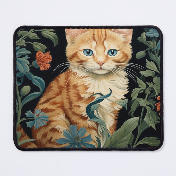 Item preview, William Morris Cat Floral Botanical designed and sold by MidCenturyStore.