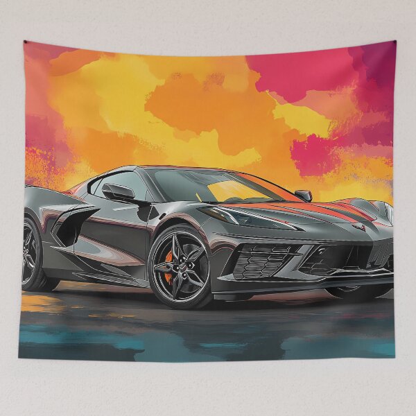 Item preview, Gunmetal Grey Corvette Stingray C8 – Pop Art Edition designed and sold by AutoPopStudio.