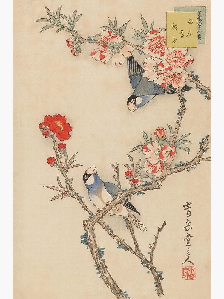 Japanese Woodblock art Bird and Flowers Sho Utsushi Shiju-hachi