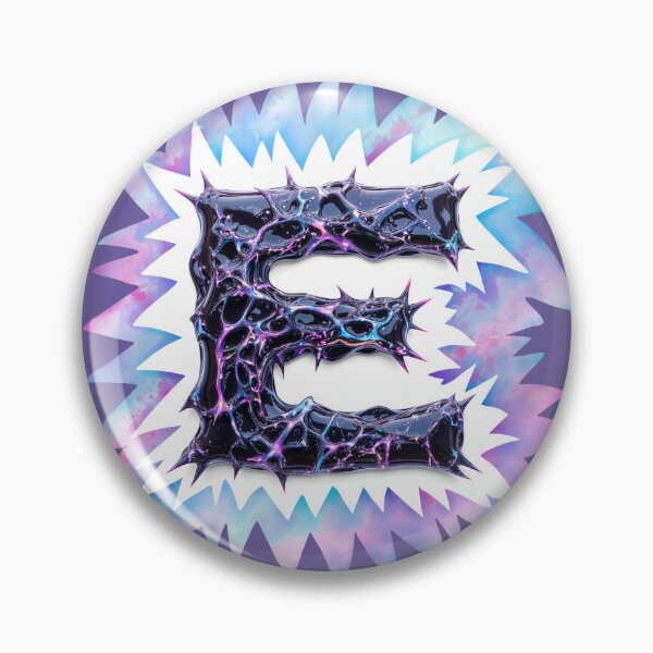 Item preview, E – Otherworldly Letter in Dark Chrome with Thorns and Iridescent Streaks designed and sold by testvvave.