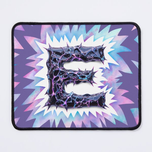 Item preview, E – Otherworldly Letter in Dark Chrome with Thorns and Iridescent Streaks designed and sold by testvvave.