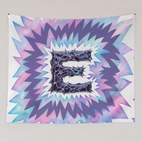 Item preview, E – Otherworldly Letter in Dark Chrome with Thorns and Iridescent Streaks designed and sold by testvvave.