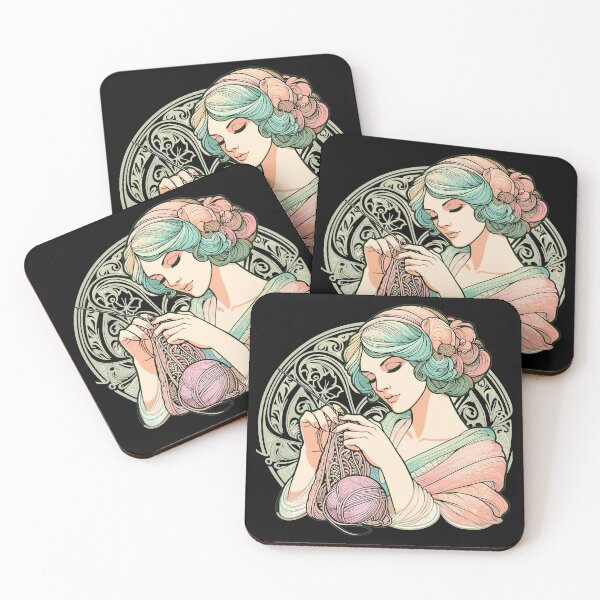 Item preview, Knitting Woman Art Nouveau Gift designed and sold by Pineapple-Tree.